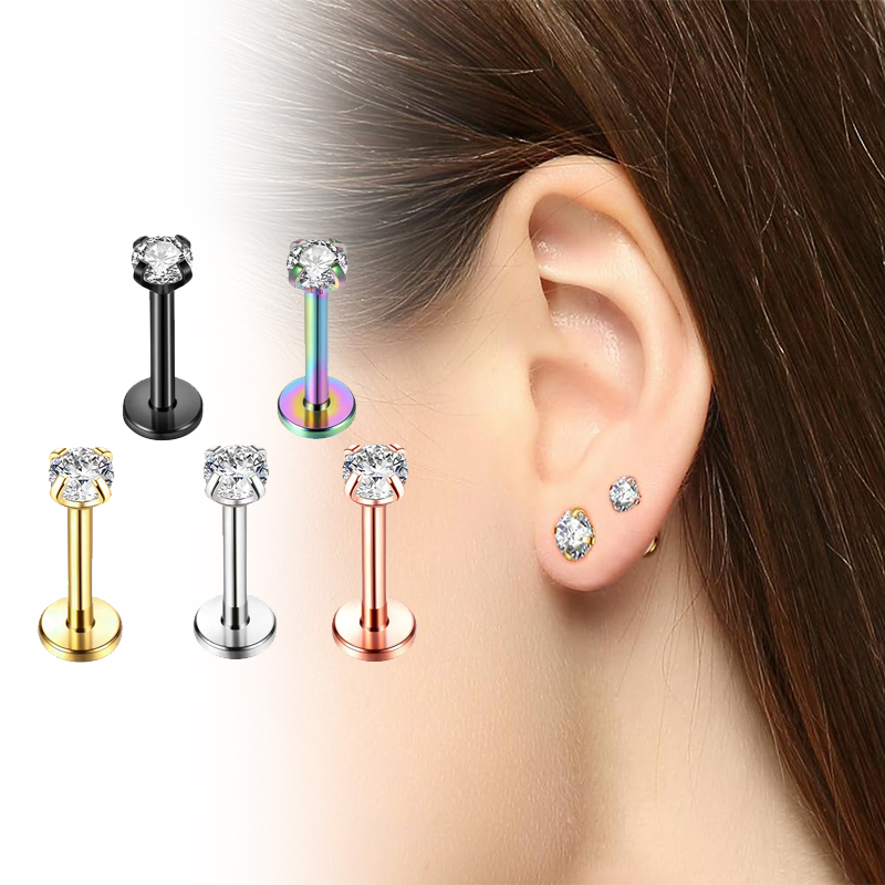 Body Jewelry Titanium - 16G 티타늄 내부 나사산 플랫 백