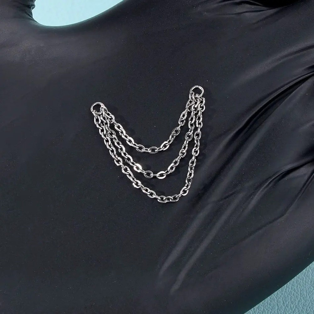 Body Jewelry Titanium - 패션 티타늄 코 체인 더블 체인