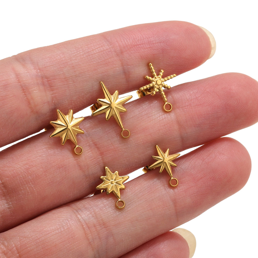 Body Jewelry Ear - 6개 스테인리스 스틸 별 모양 귀걸이