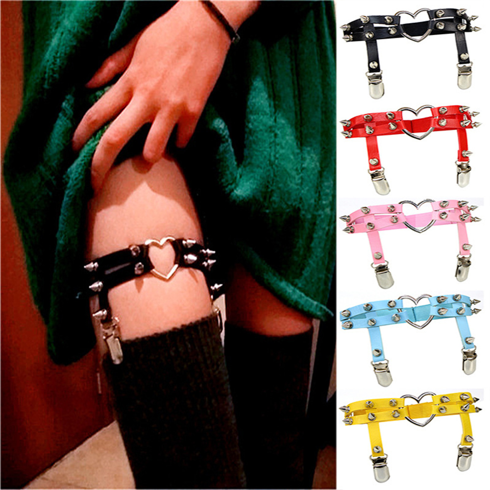 Body Jewelry By The Chain Gang - 1Pcs 여성 펑크 고스 하트 PU