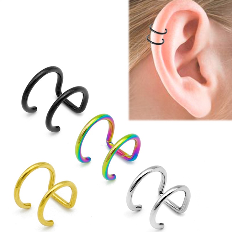 Body Jewelry Ear - 2개 세트 316L 스테인리스 스틸 클립형