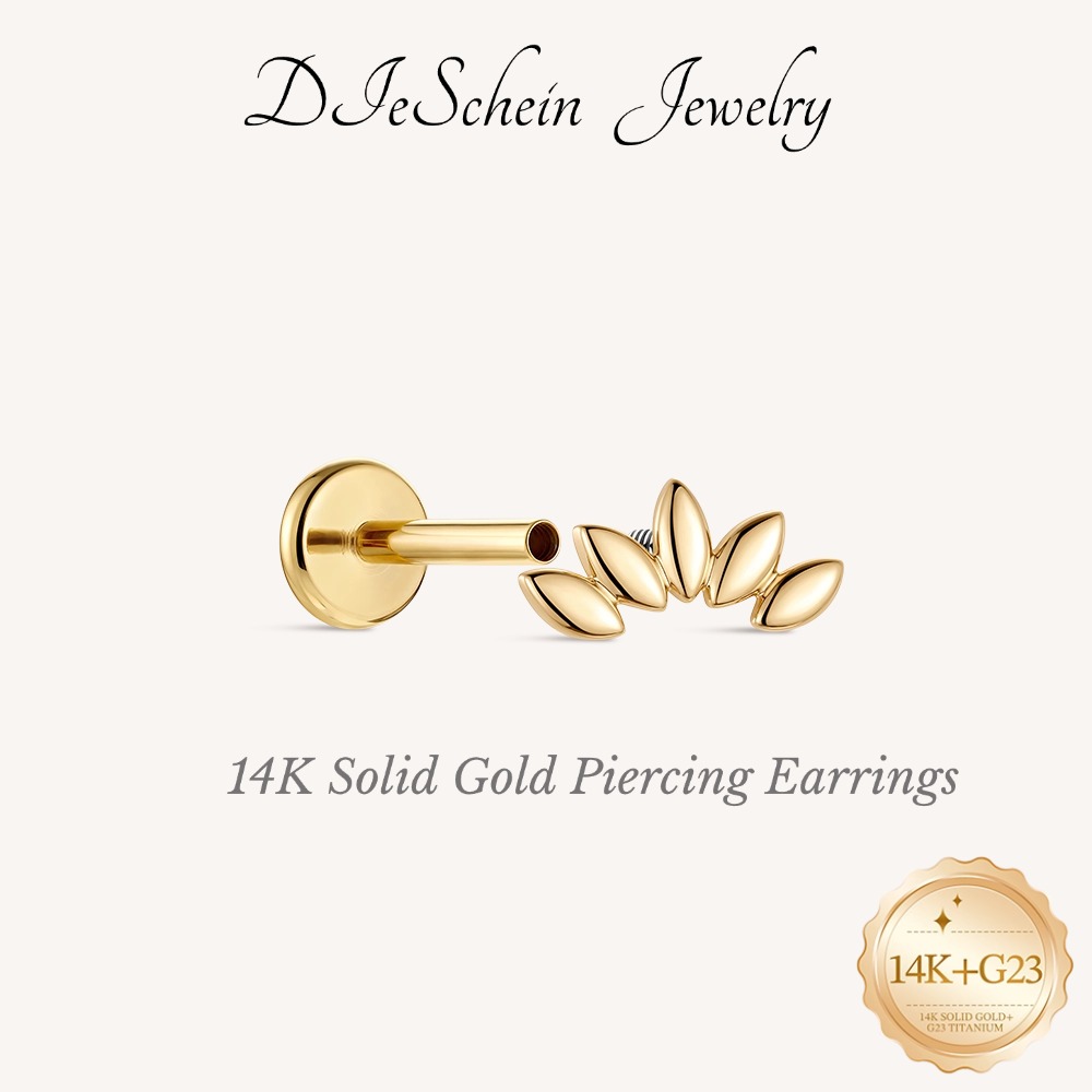 Body Jewelry Titanium - 디에슈닌 14K 순금 스터드 귀걸이, 여성용