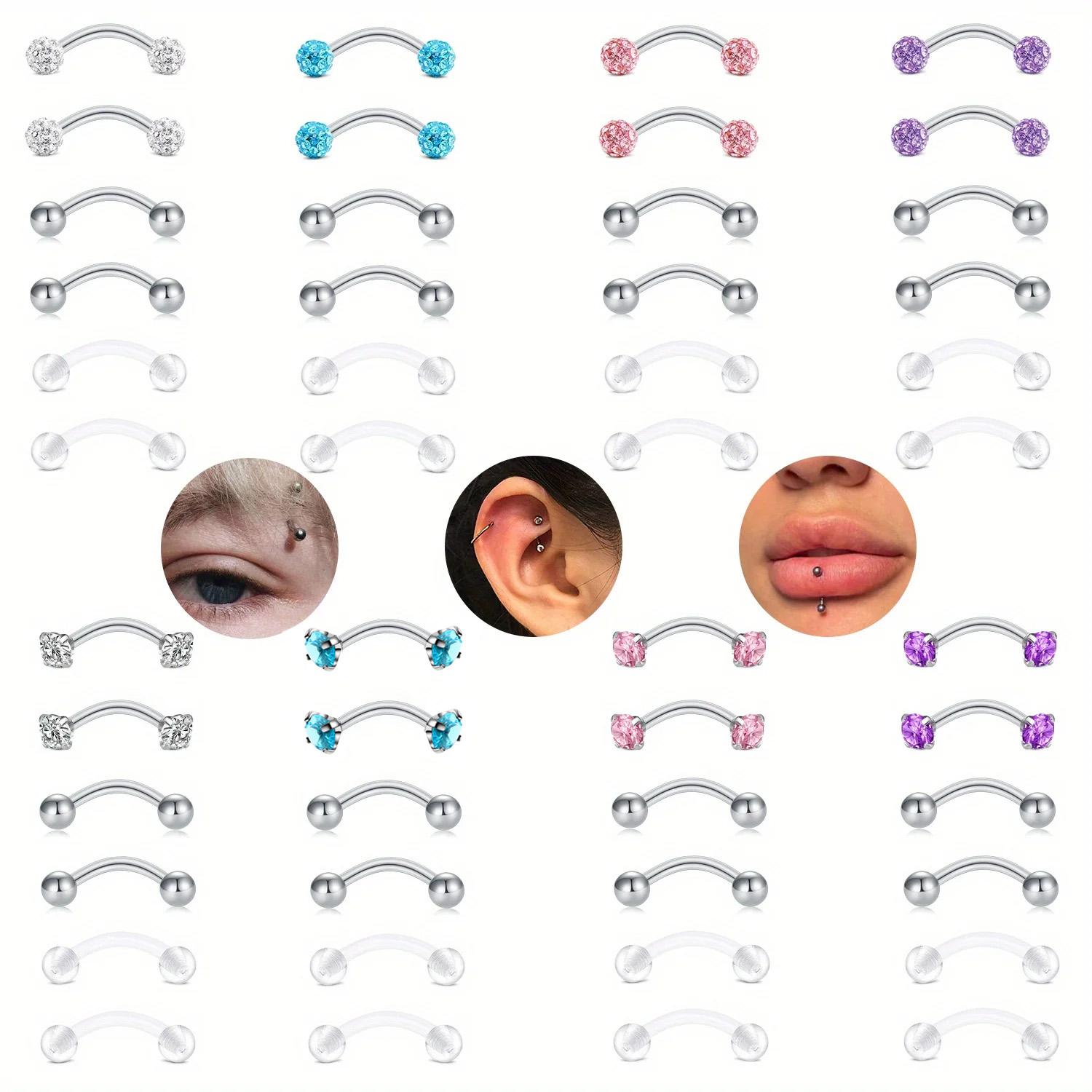 Rook Curved Barbell - 6pcs/Set 우아한 귀여운 16G 합합성 입방형