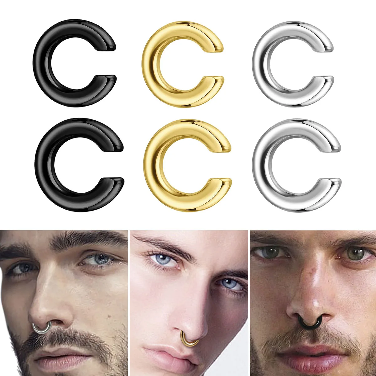 Body Jewelry Ear - 1개 과장된 C형 비피어싱 코링 가짜