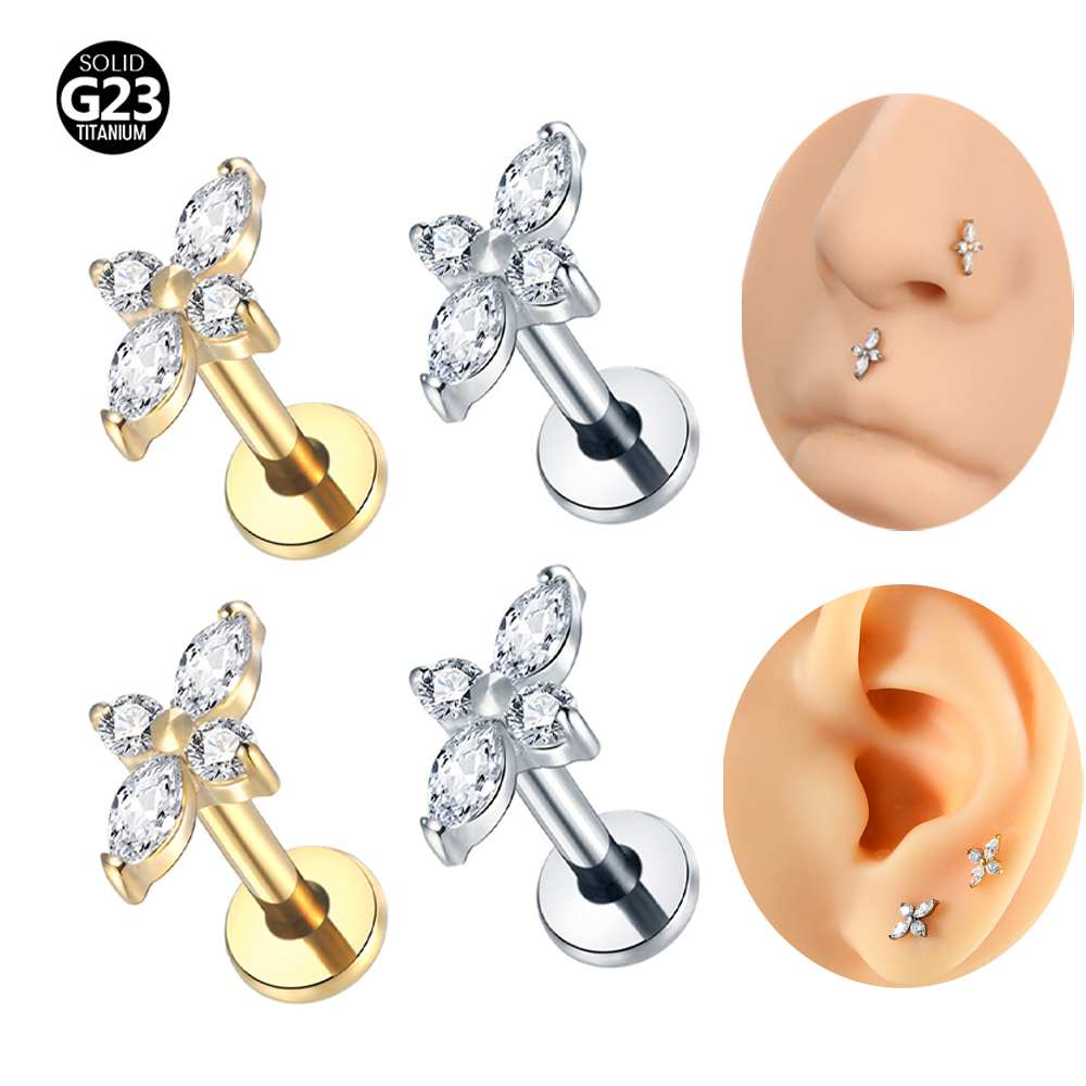 Flat Back Labret Stud - 1PC G23 티타늄 라브렛 피어싱 주얼리