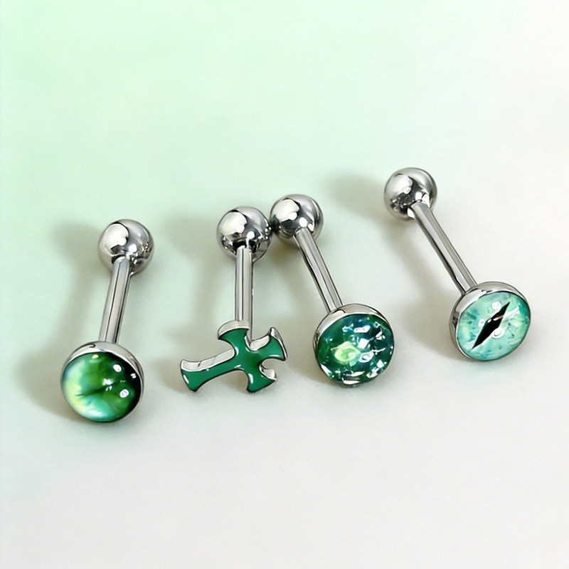 Body Jewelry Titanium - 1개 고품질 트렌디 그린 스파클링 크로스