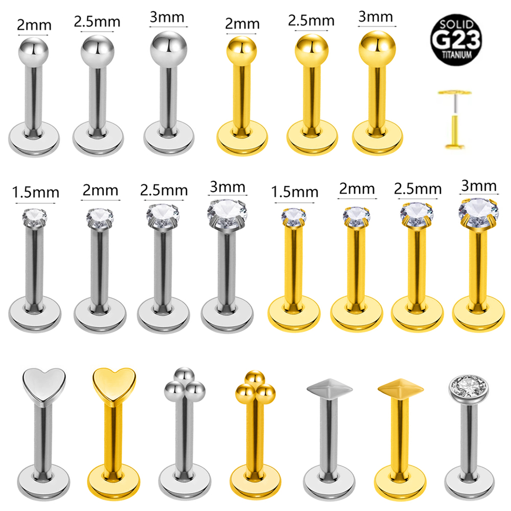 Flat Back Labret Stud - ASTM F136 G23 티타늄 볼 Tragus