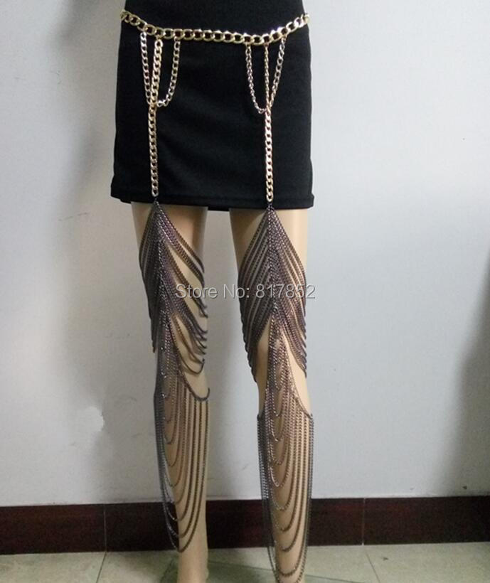 Body Jewelry Thigh Chain - 패션 WRB89 여성 골드 컬러 체인,