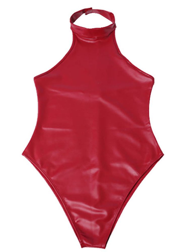 Body Jewelry Waterproof - 인조 라텍스 PU 가죽 캣수트 백리스