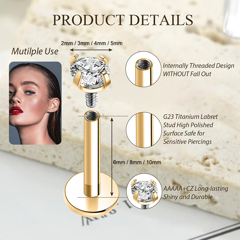 16G 티타늄 내부 나사산 플랫 백 큐빅 지르코니아 스 - Body Jewelry Titanium 리뷰 및 가격