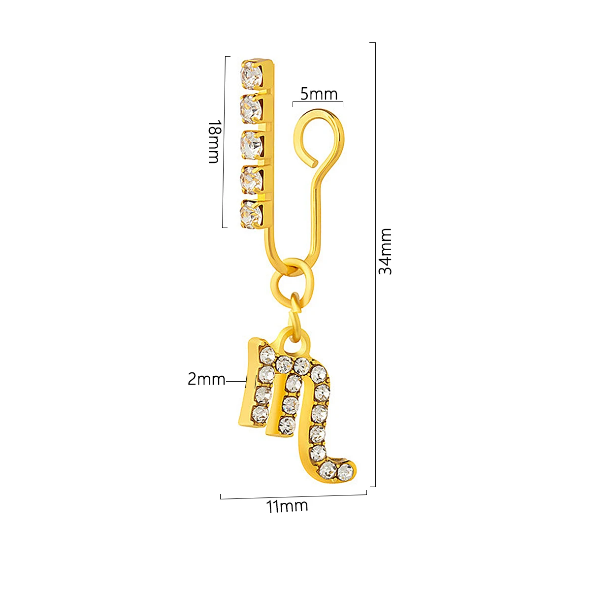 금속 지르콘 12 조디악 이어 클립, 비 천공 가짜 코 - Body Jewelry Ear 리뷰 및 가격