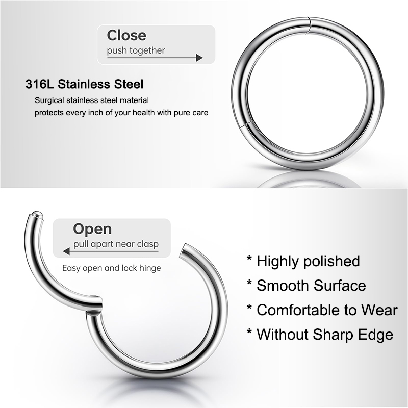 16G 316L 수술용 스틸 힌지 클리커 코/격막 링, - Body Jewelry Ear 리뷰 및 가격