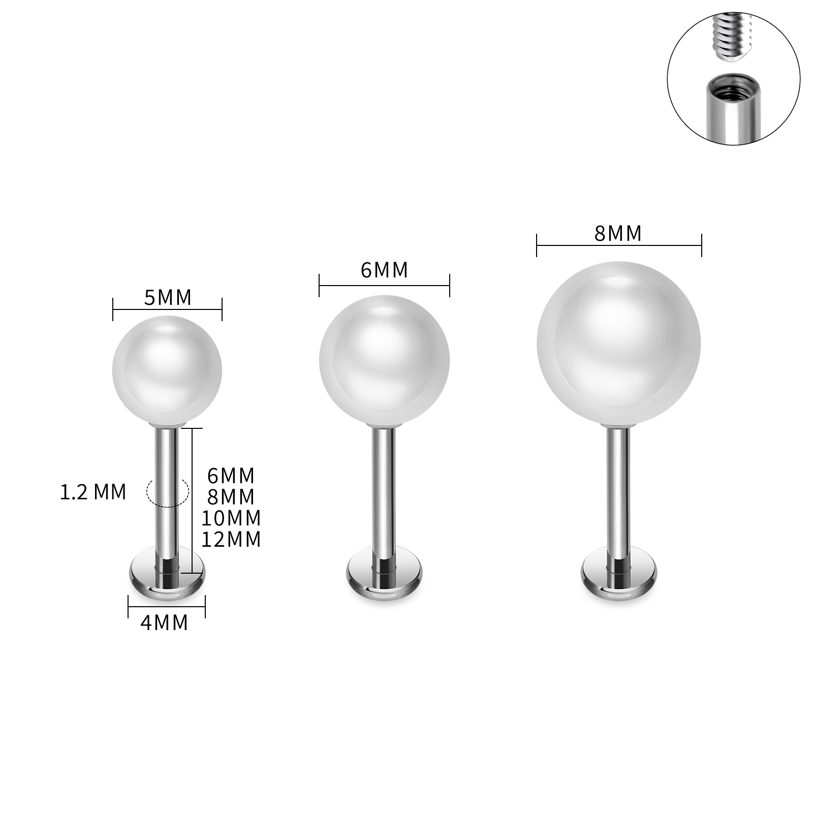 ASTM F136 티타늄 진주 귀걸이 여성용 립 스터드 - Flat Back Labret Stud 리뷰 및 가격
