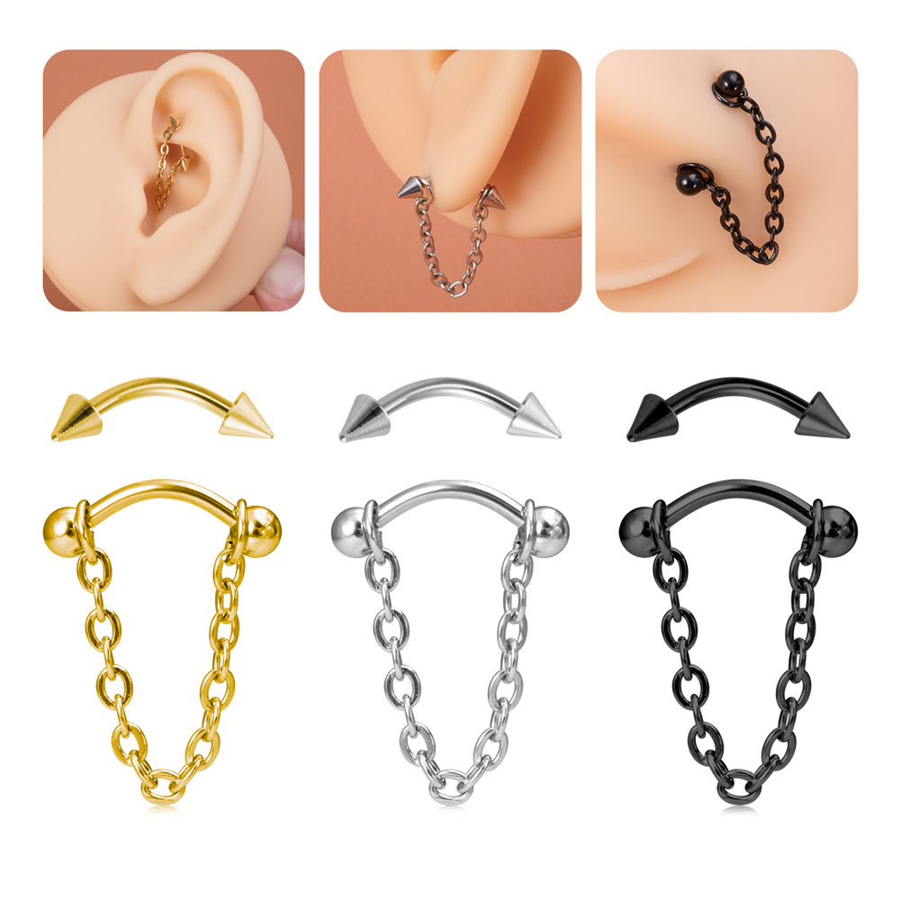 1pc 지르콘 볼 콘 눈썹 피어싱 쥬얼리 체인 외과 강 - Rook Curved Barbell 리뷰 및 가격