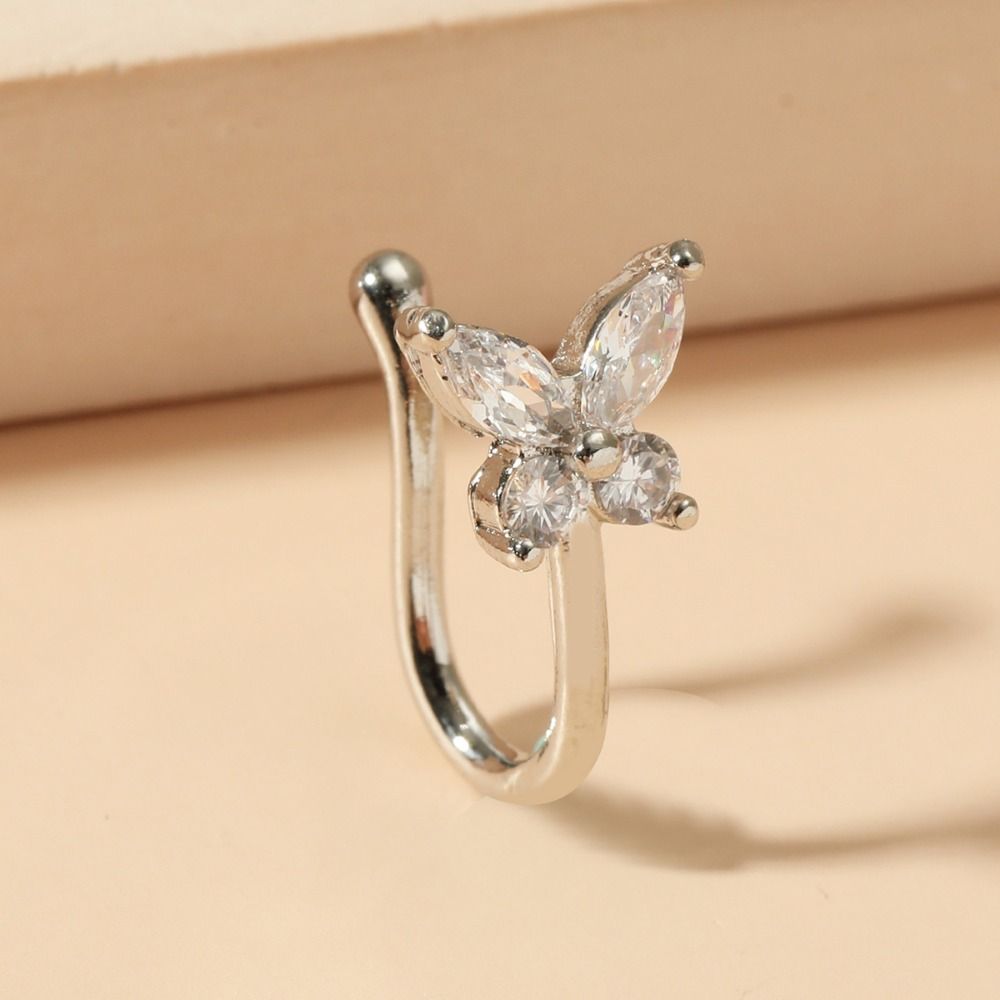 라인스톤 나비 코링 지르콘 구리 클립온 코 후프 링 바 - Body Jewelry Ear 리뷰 및 가격