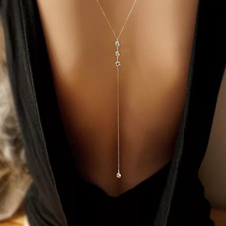 새로운 라인스톤 섹시 여성 백 체인 목걸이 비키니 비치 - Body Jewelry Underwear 리뷰 및 가격