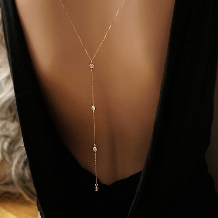 새로운 라인스톤 섹시 여성 백 체인 목걸이 비키니 비치 - Body Jewelry Underwear 리뷰 및 가격
