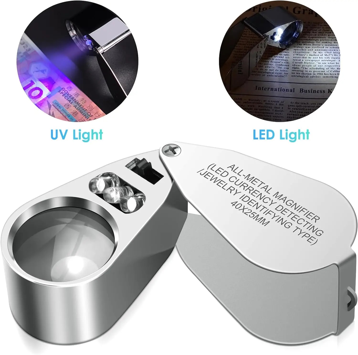 40배율 LED UV 조명 돋보기, 광학 유리 금속 바 - Body Jewelry Repair 리뷰 및 가격