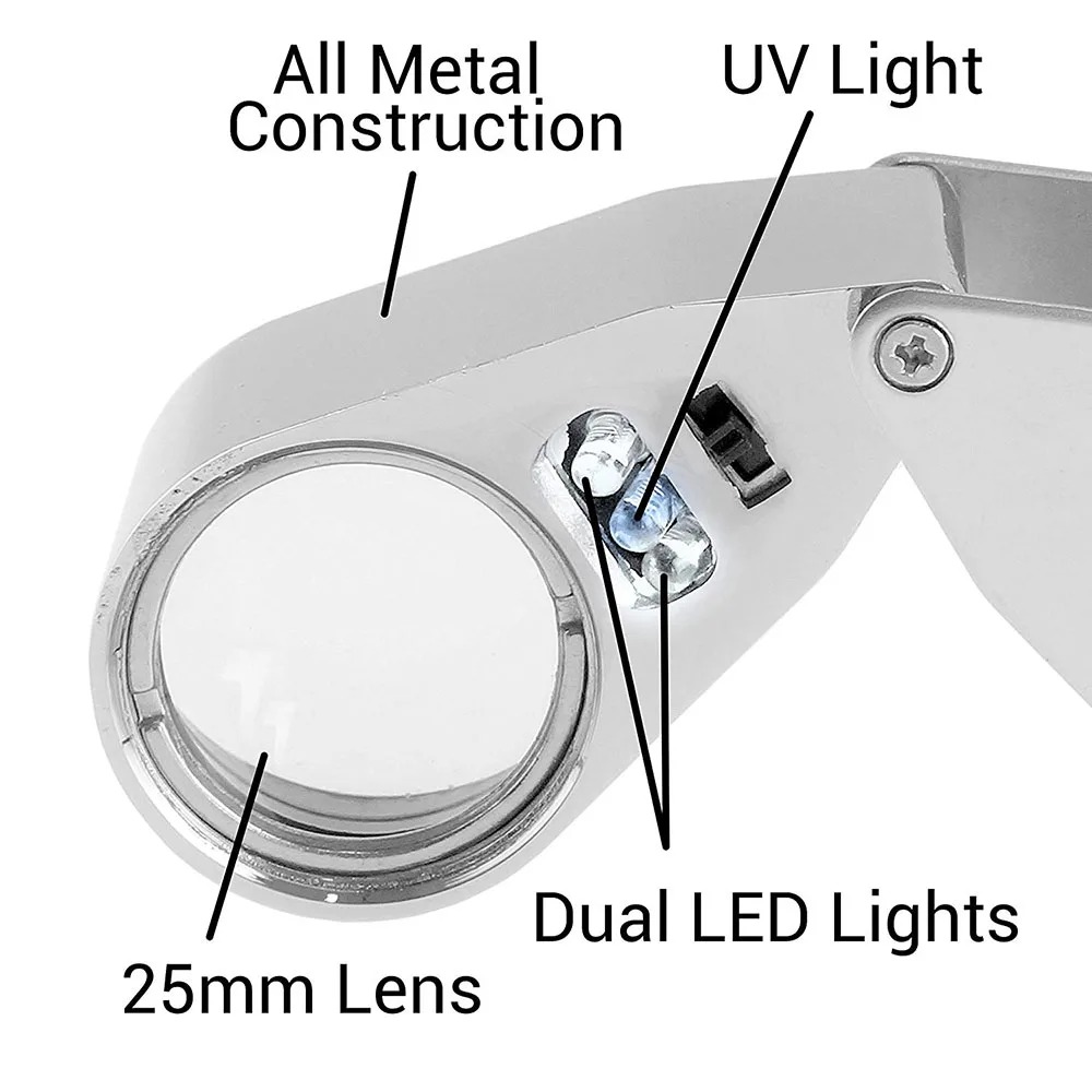 40배율 LED UV 조명 돋보기, 광학 유리 금속 바 - Body Jewelry Repair 리뷰 및 가격