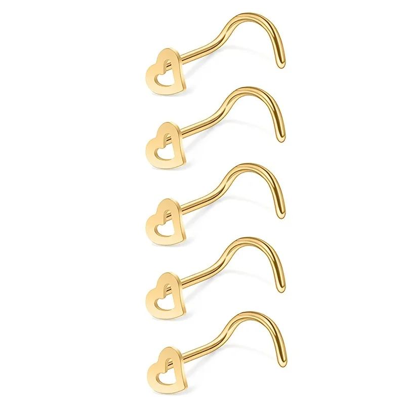 여성용 중공 하트 코 스터드 세트, 스테인레스 스틸 코 - Nostril Screw Pin 리뷰 및 가격