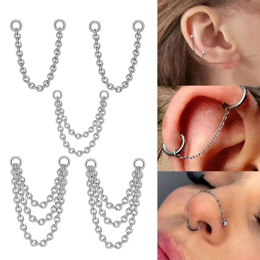 패션 티타늄 코 체인 더블 체인 3중 체인 라브렛 체인 - Body Jewelry Titanium 리뷰 및 가격