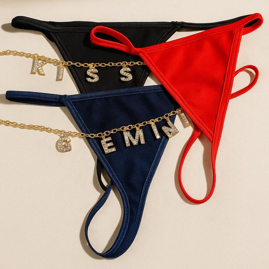 맞춤 체인 끈 팬티, 이름 레터링 반짝이 스트링, 핫와 - Body Jewelry Names 리뷰 및 가격