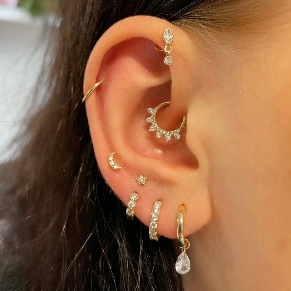 스타 문 연골 스터드 귀걸이 한국 패션 골드 컬러 지르 - Flat Back Labret Stud 리뷰 및 가격