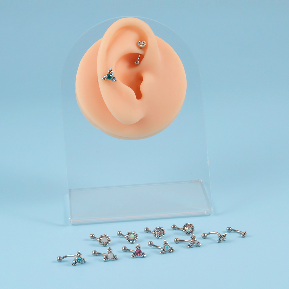 1PC G23 티타늄 16G 크리스탈 루크 피어싱 클러 - Rook Curved Barbell 리뷰 및 가격
