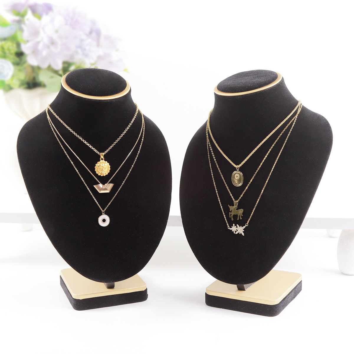 블랙 벨벳 보석 마네킹, 사실적인 스택형 목걸이 디스플 - Body Jewelry Store 리뷰 및 가격