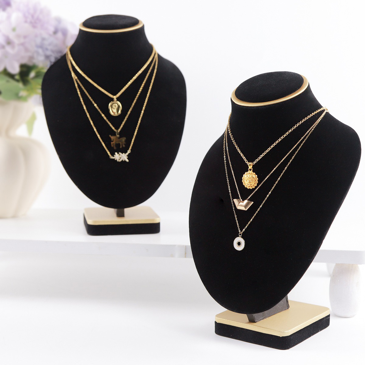 블랙 벨벳 보석 마네킹, 사실적인 스택형 목걸이 디스플 - Body Jewelry Store 리뷰 및 가격