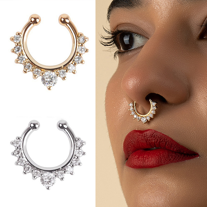 여성용 U자형 코 클립, 가짜 코 반지 및 스터드, 비 - Body Jewelry Ear 리뷰 및 가격