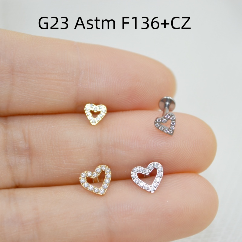 바디 쥬얼리 16G x 8mm G23 티타늄 하트 CZ - Rook Curved Barbell 리뷰 및 가격