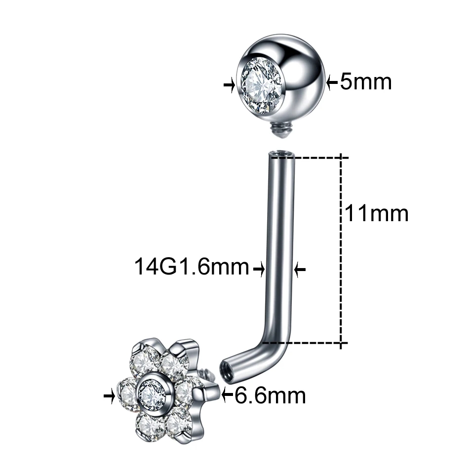 G23 티타늄 크리스탈 플라워 크리스티나 피어싱, 수직 - Body Jewelry Vch 리뷰 및 가격