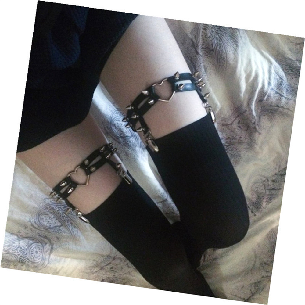 1Pcs 여성 펑크 고스 하트 PU 가죽 탄성 다리 반 - Body Jewelry By The Chain Gang 리뷰 및 가격