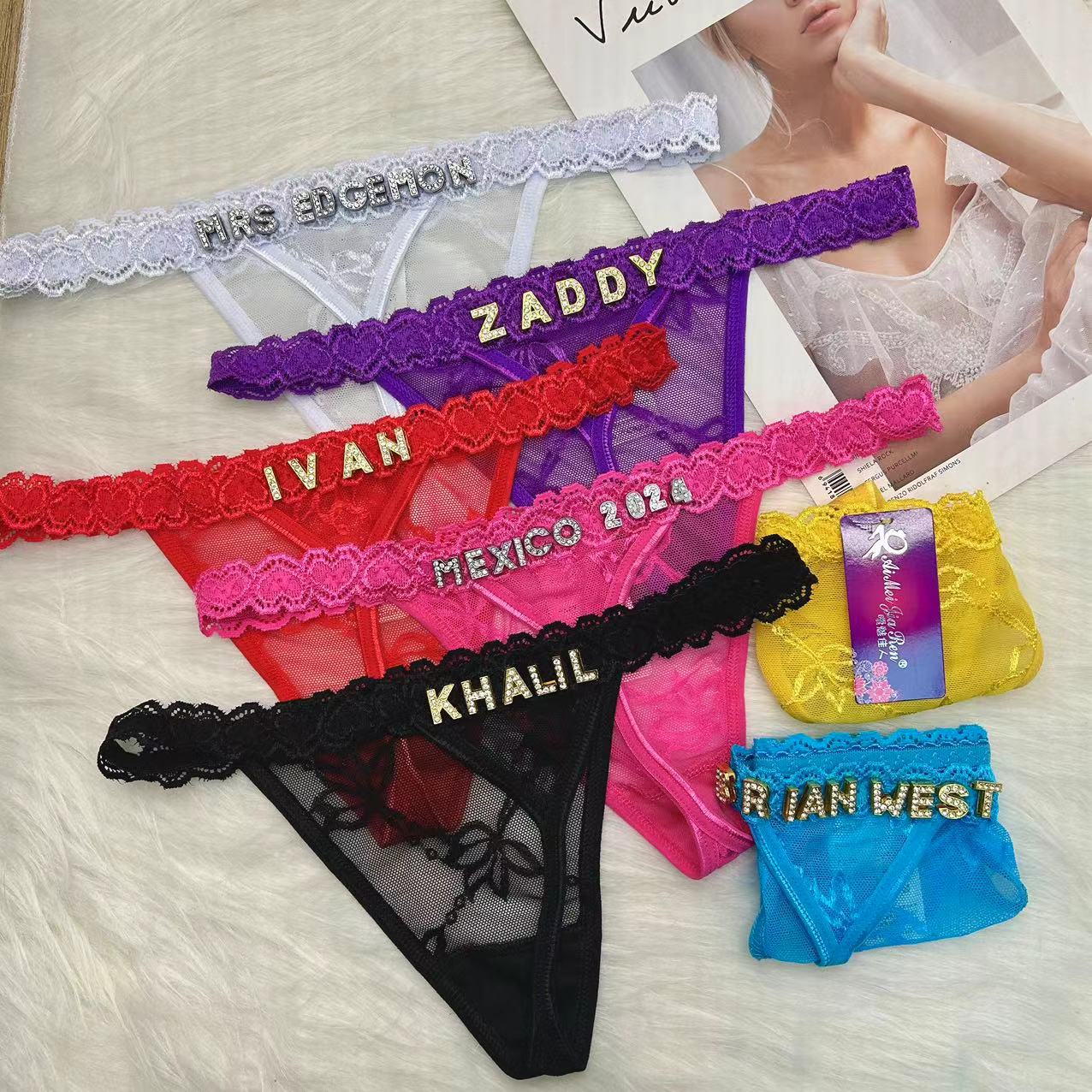남자 친구를위한 이름으로 사용자 정의 끈 팬티 크리스탈 - Body Jewelry Names 리뷰 및 가격