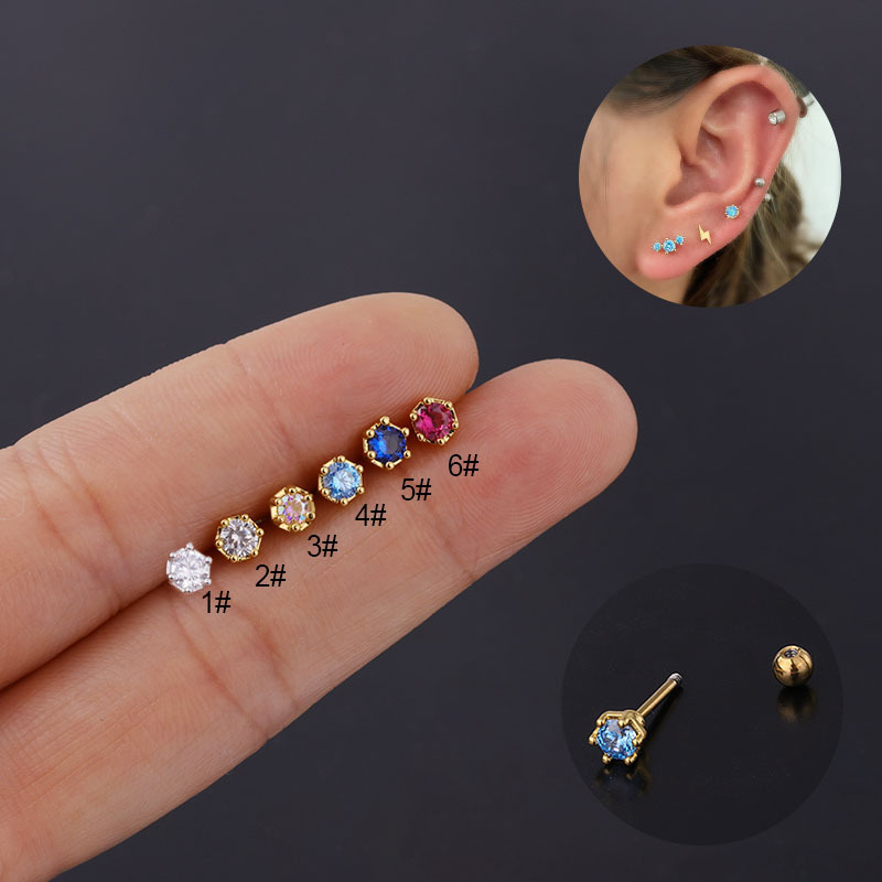 CZ 크리스탈 탑 플랫 백 라브렛 먼로 립 코 연골 헬 - Flat Back Labret Stud 리뷰 및 가격