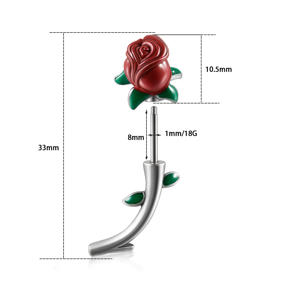 외과 스틸 레드 로즈 플라워 룩 피어싱 꽃 배꼽 링 스 - Rook Curved Barbell 리뷰 및 가격