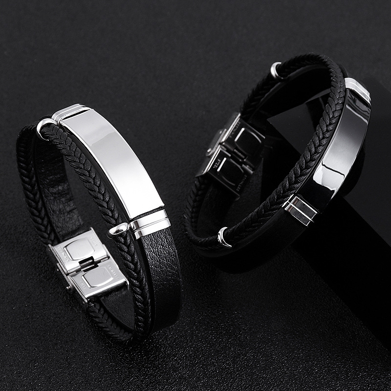 사용자 정의 스테인레스 스틸 팔찌 간단한 캐주얼 가죽  - Body Jewelry Titanium 리뷰 및 가격