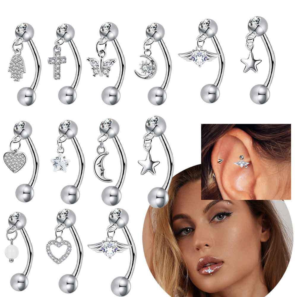1PCS 나비 매달려 눈썹 피어싱 쥬얼리 스타 루크 귀 - Rook Curved Barbell 리뷰 및 가격