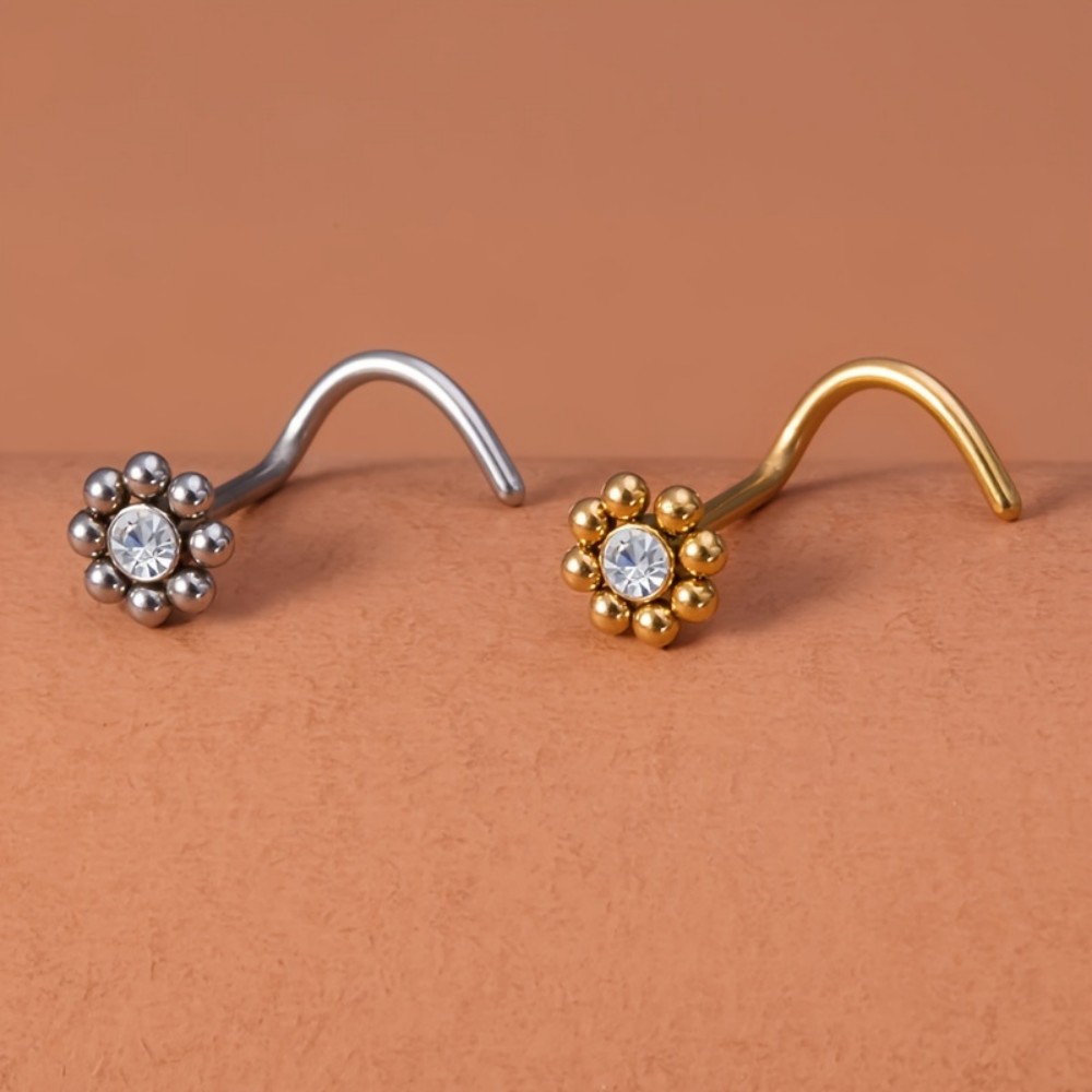 꽃 모양 나사형 코 피어싱 스테인리스 스틸 귀여운 코걸 - Nostril Screw Pin 리뷰 및 가격