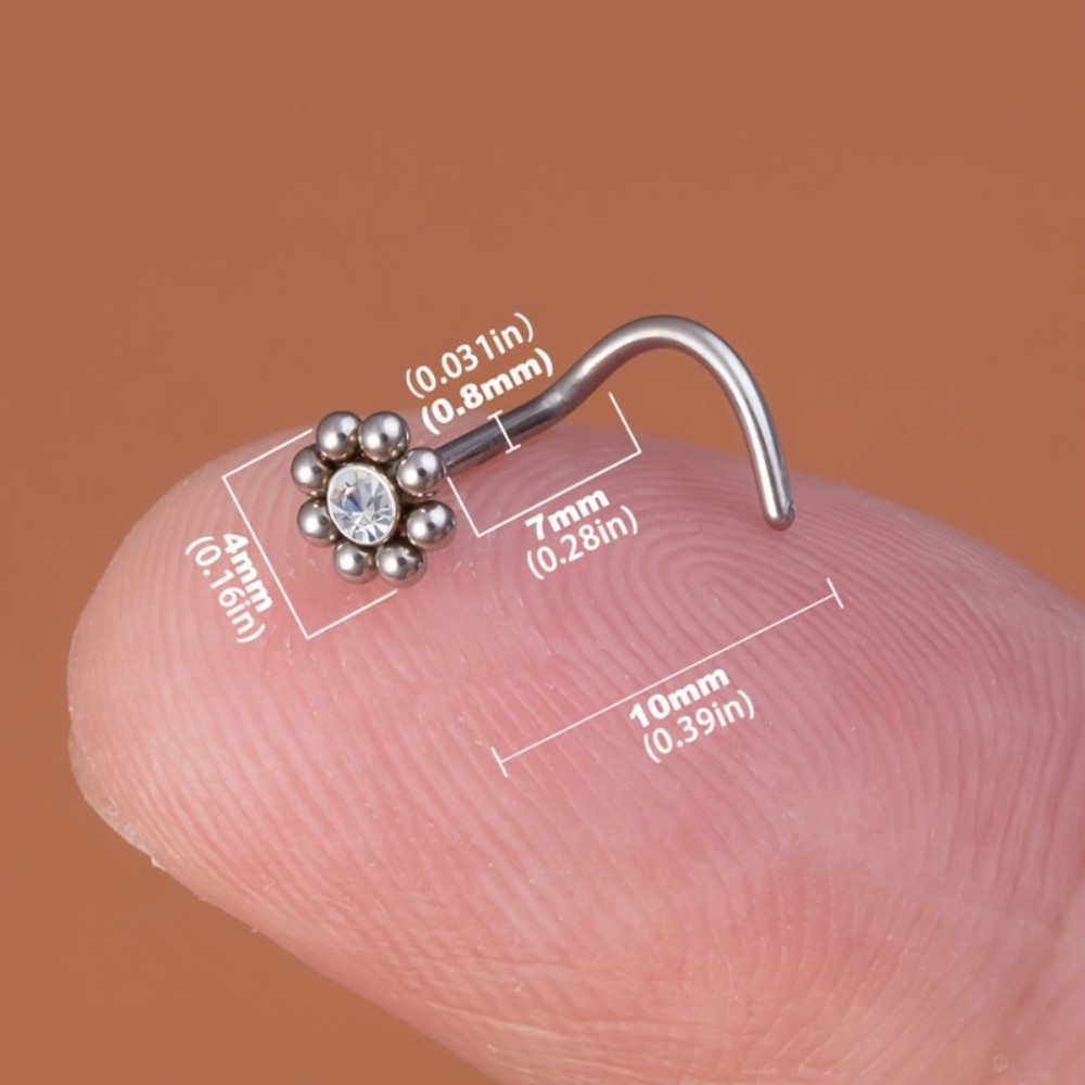 꽃 모양 나사형 코 피어싱 스테인리스 스틸 귀여운 코걸 - Nostril Screw Pin 리뷰 및 가격
