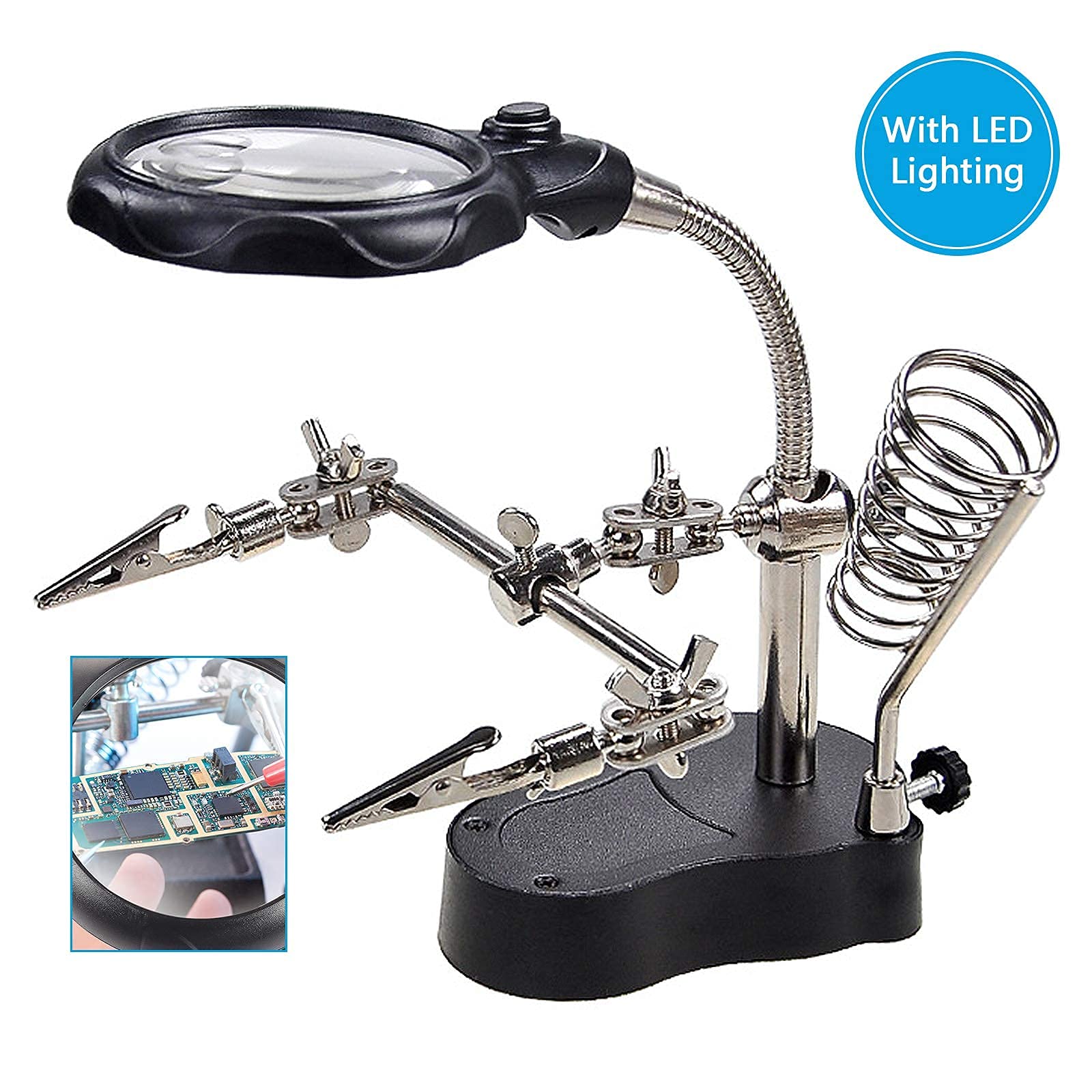 LED 조명 및 악어 클립이 있는 헬핑 핸즈 납땜 스테 - Body Jewelry Tool 리뷰 및 가격
