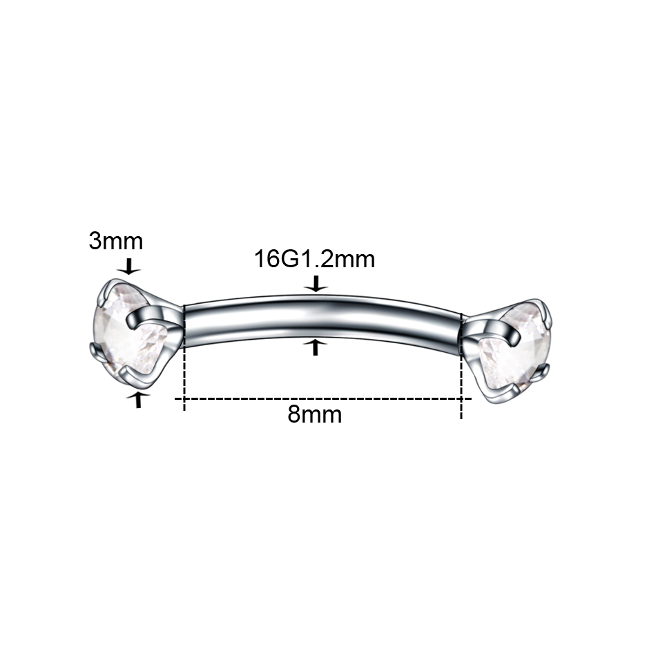 1PC 스틸 곡선 바벨 피어싱 CZ 보석 눈썹 Trag - Rook Curved Barbell 리뷰 및 가격
