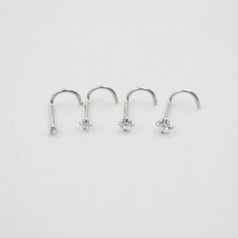 실버 컬러 지르콘 코 스터드 수술용 스틸 콧구멍 뼈 핀 - Nostril Screw Pin 리뷰 및 가격