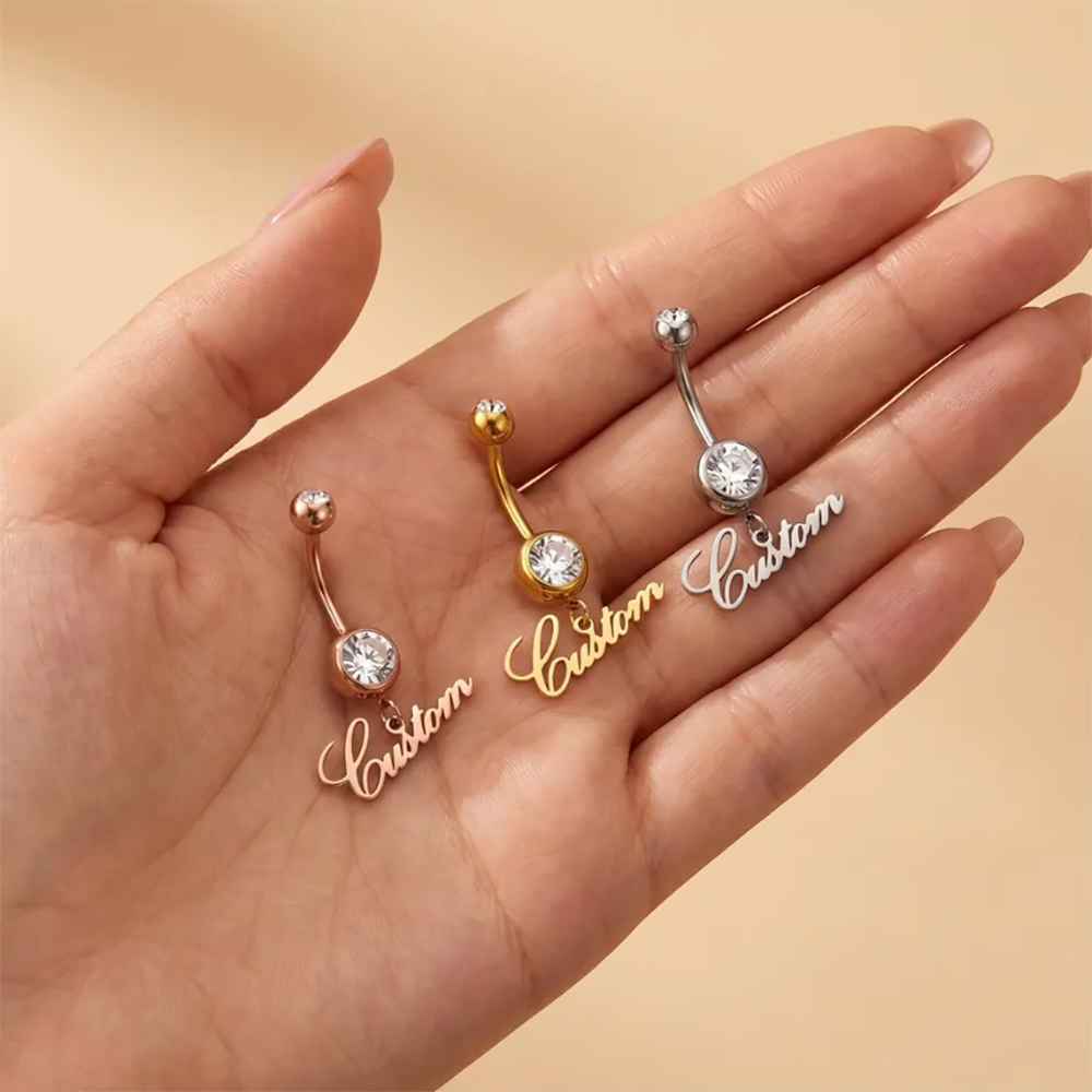 개인 맞춤 지르콘 이름 각인 섹시 배꼽 피어싱 스테인리 - Body Jewelry Names 리뷰 및 가격