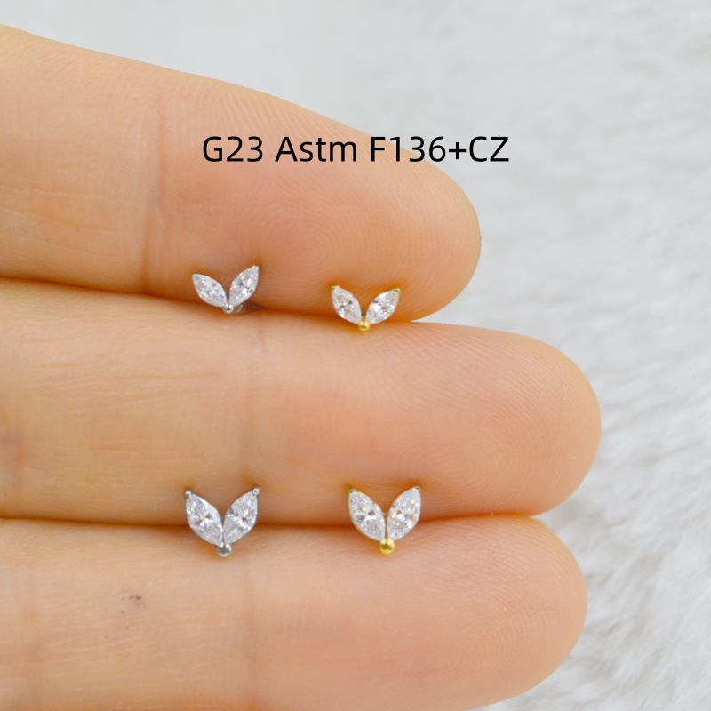 티타늄 ASTM F136 CZ 젬 립 라브렛 바 이어  - Rook Curved Barbell 리뷰 및 가격