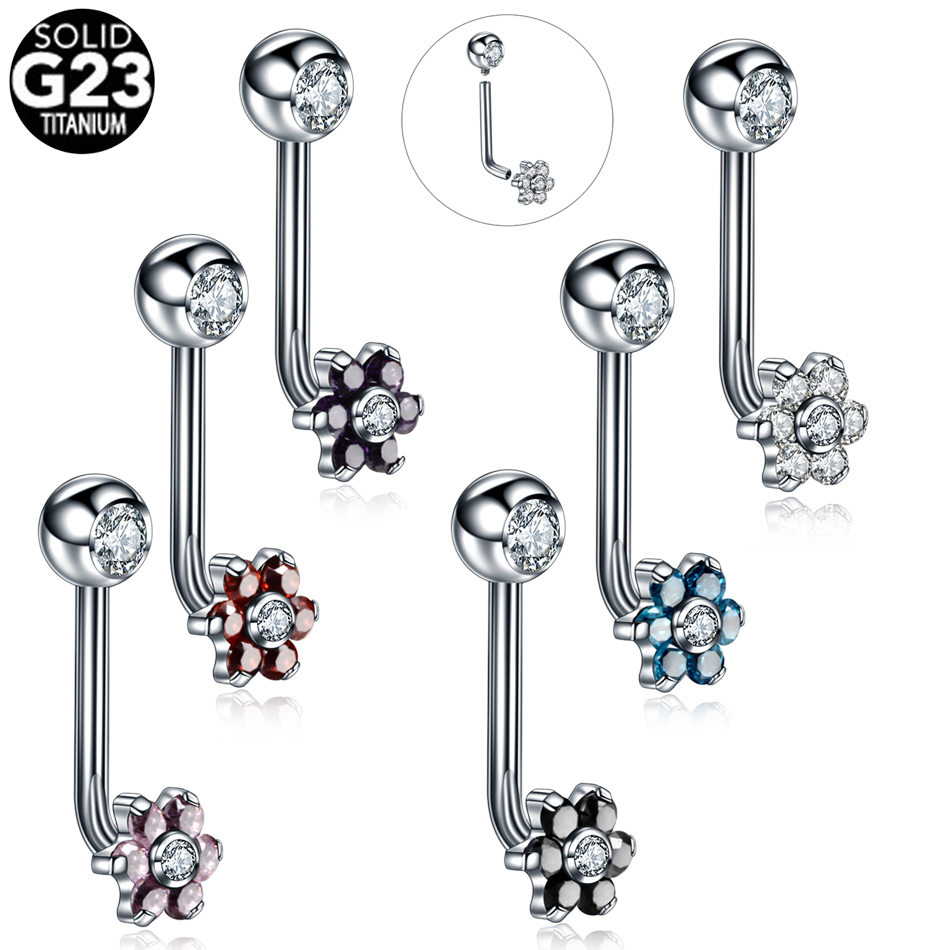 1PC 티타늄 크리스티나 수직 후드 피어싱 꽃 립 링  - Body Jewelry Vch 리뷰 및 가격