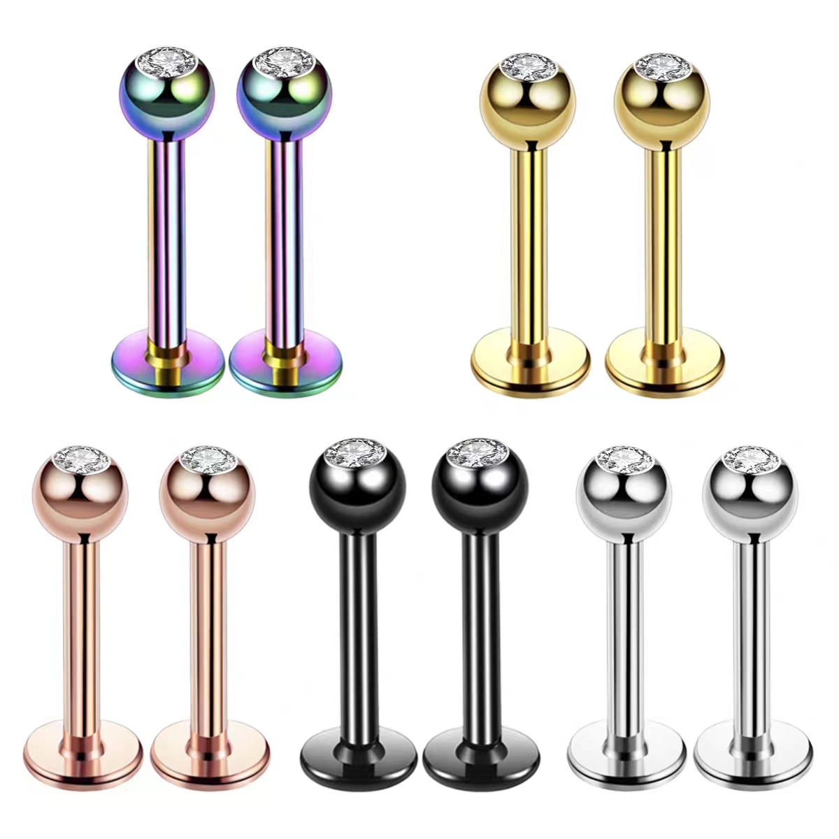 16G 수술용 스틸 볼 탑 CZ 립 셉텀 스터드 라브렛 - Body Jewelry Ear 리뷰 및 가격