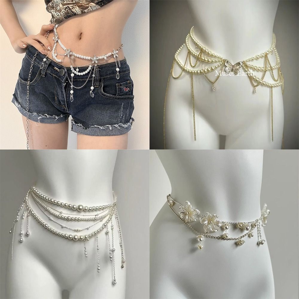 패션 우아한 진주 허리 체인 허리 액세서리 다용도 플로 - Body Jewelry By The Chain Gang 리뷰 및 가격