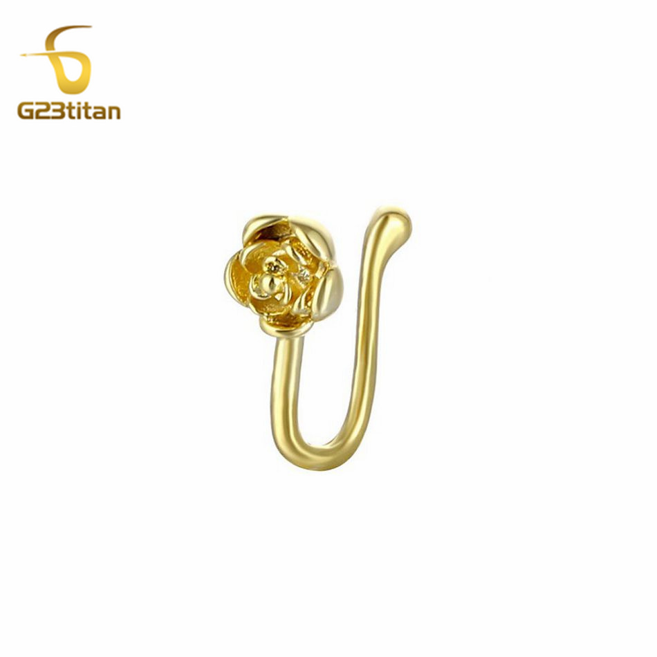 1개 크리스탈 구리 로즈 코 클립 U자형 가짜 피어싱  - Body Jewelry Ear 리뷰 및 가격
